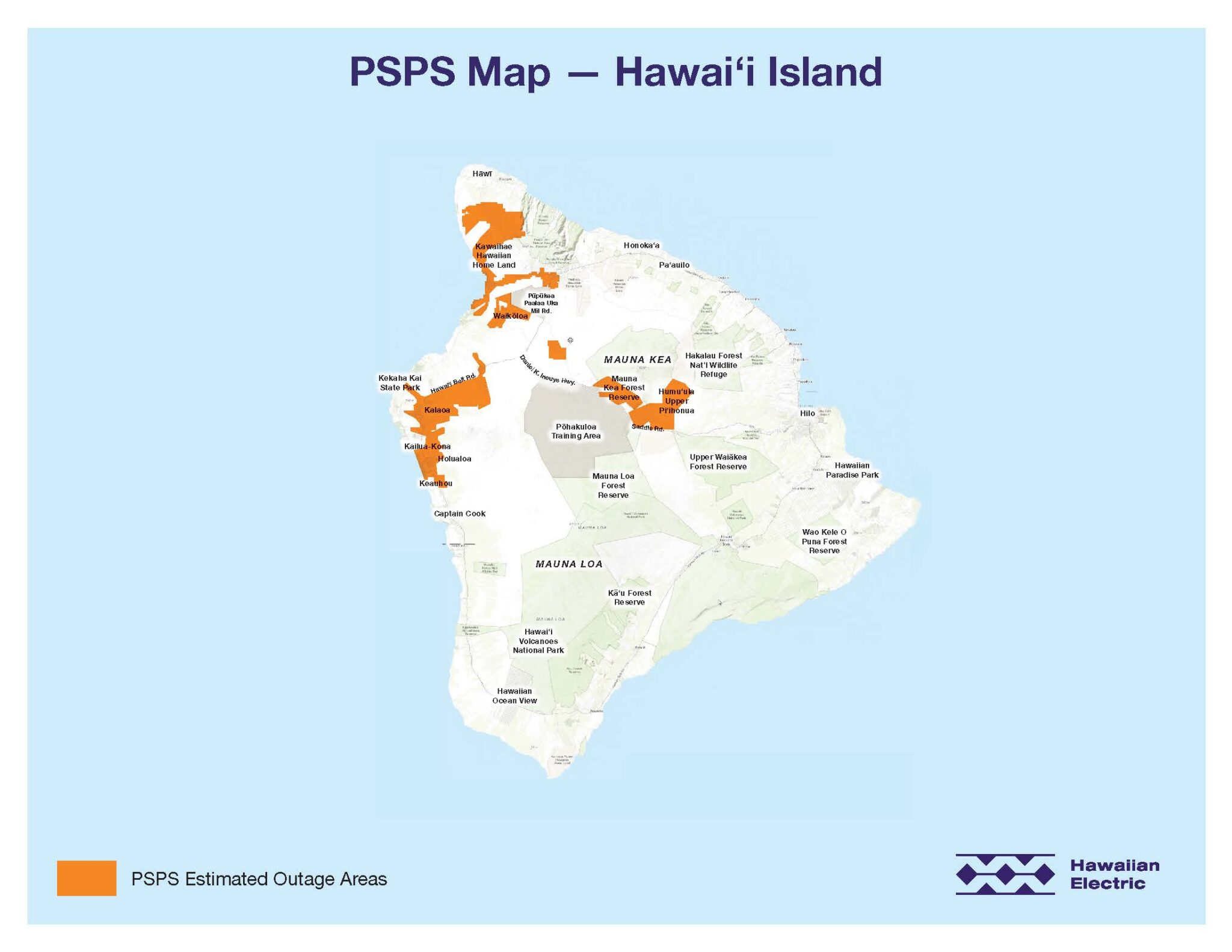 Pso Service Map Public Safety Power Shutoffs (PSPS) on Hawaii Island - Department of ...